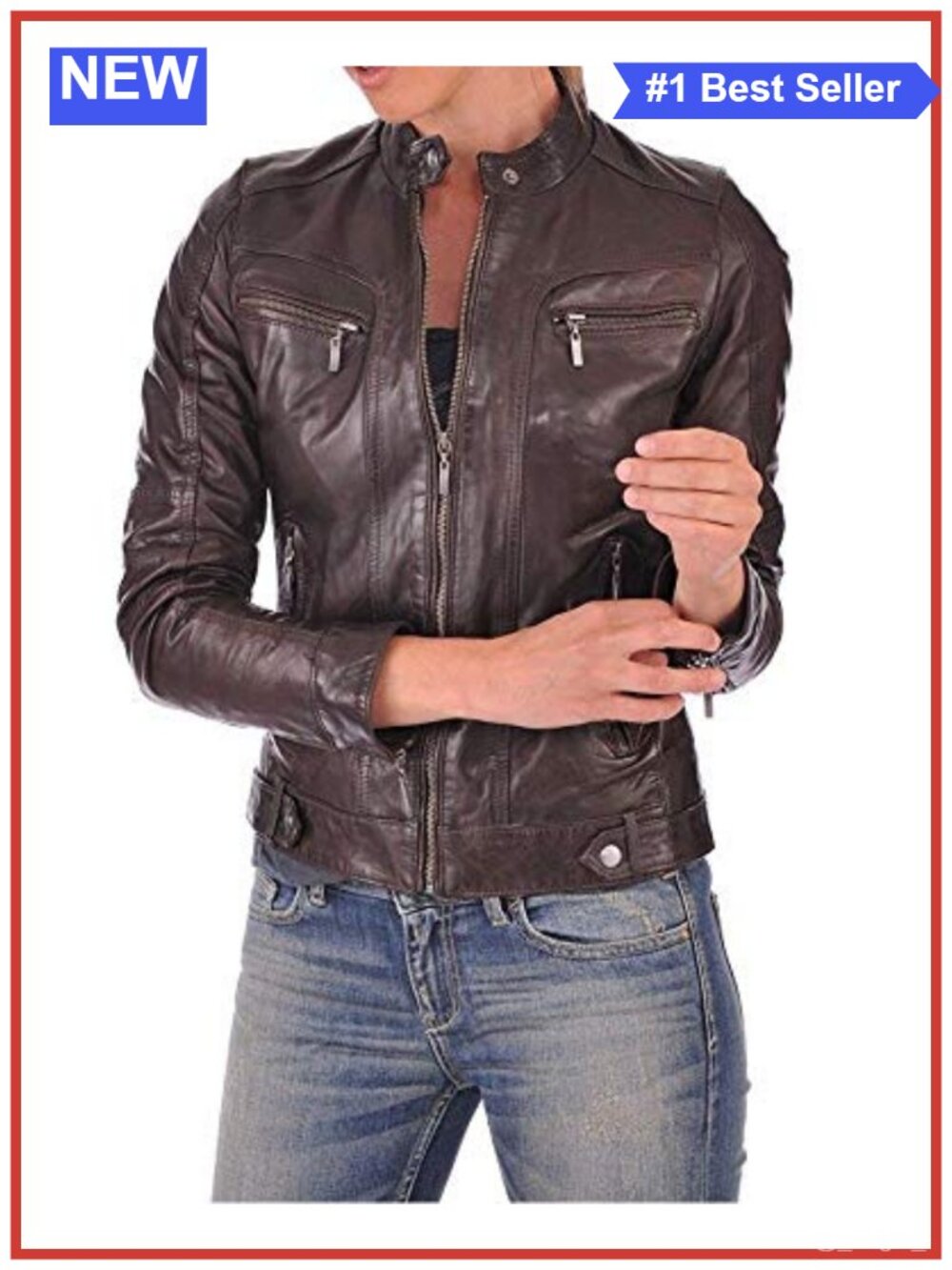 Women's Lambskin Leather Bomber Biker Jacket – Slim Fit Moto Outerwear